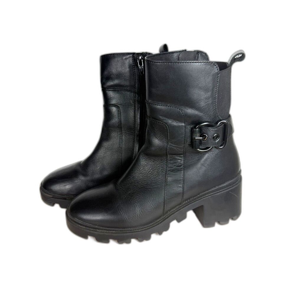 Vintage Foundry Co. Guilia Black Leather Lug Sole Ankle Boots Women’s 8 MSRP$220